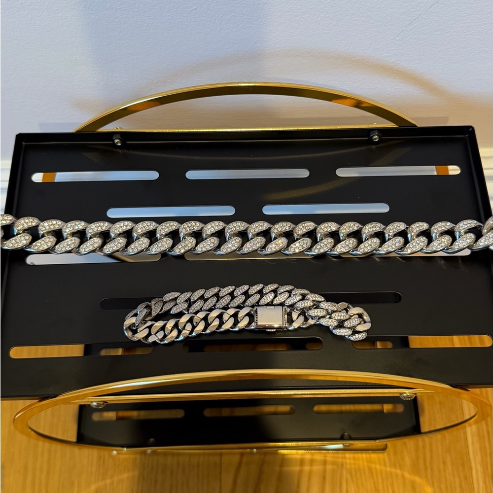 Silver Chain Bracelet and Necklace Set